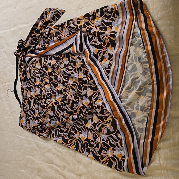 Halston Heritage Black and Orange Floral Wrap Skirt - Picture 8 of 16